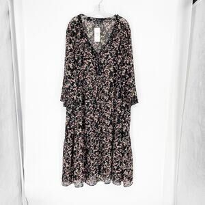Evans Long Sleeve Ruffle Ditsy Floral Dress Size 26/28